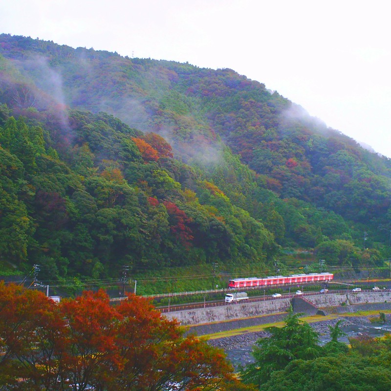 赤い電車。