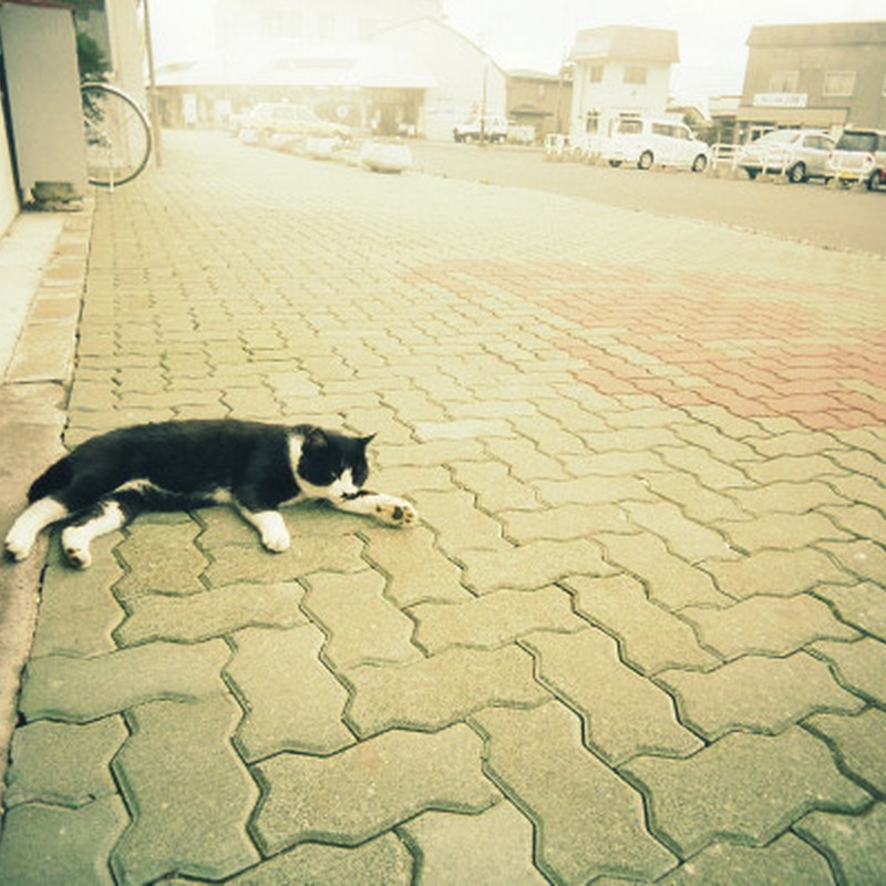 駅前でリラックス