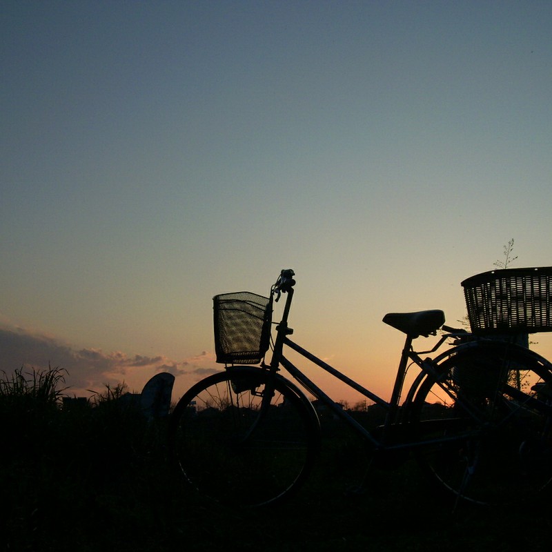 夕陽の自転車