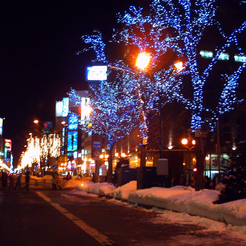 夜の札幌大通り