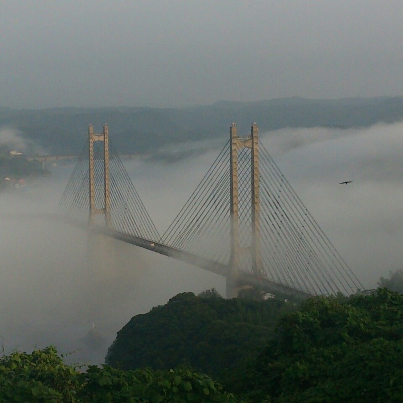 霧にむせぶ橋