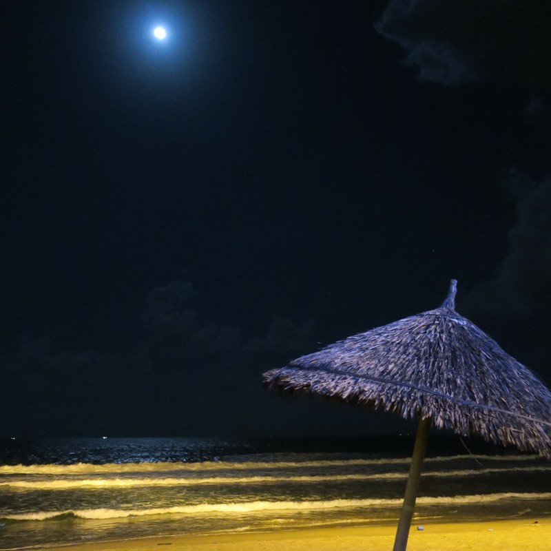 The night beach under the super moon...