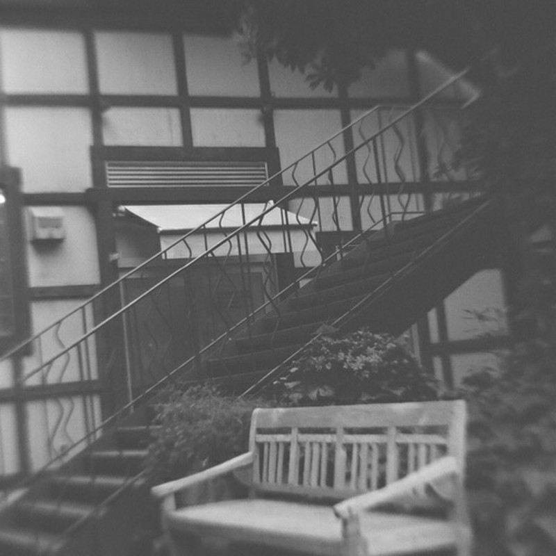 階段とベンチ。