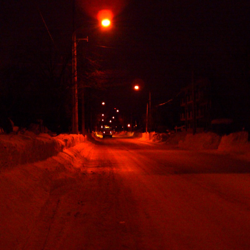 夜の雪道
