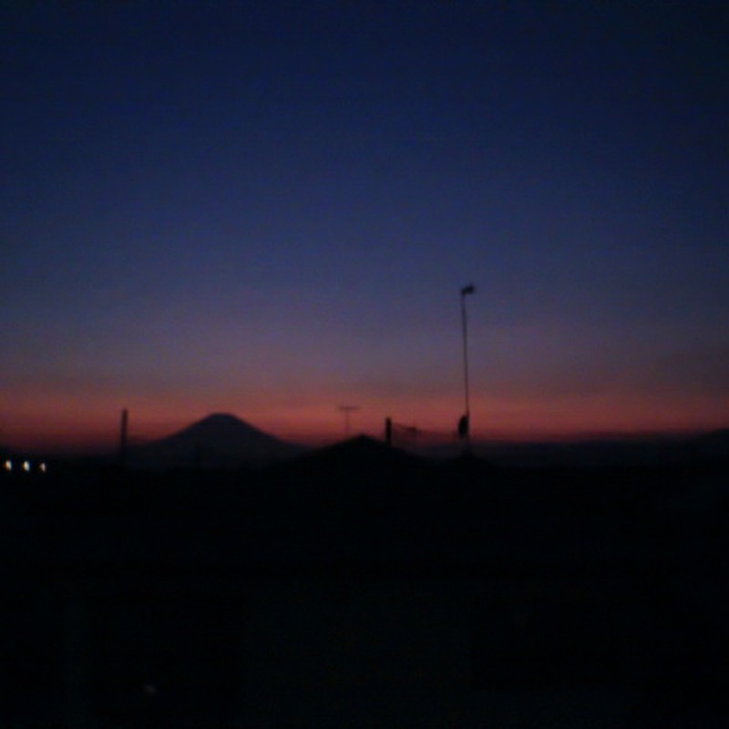夕焼と富士山
