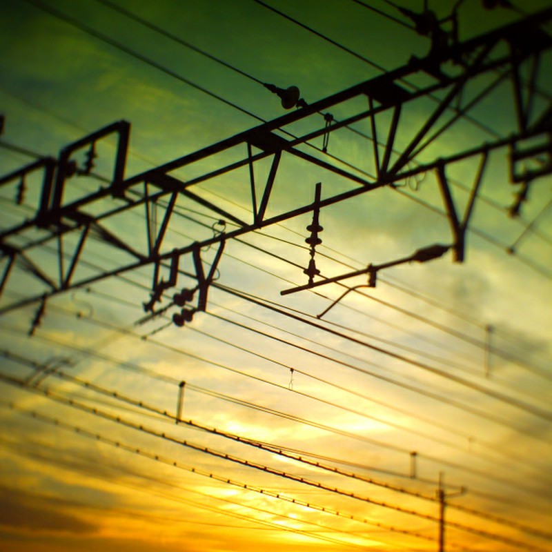 夕陽と電線