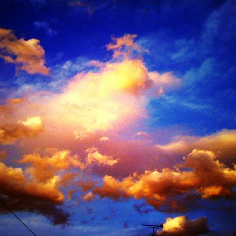 蒼と橙色の夕空