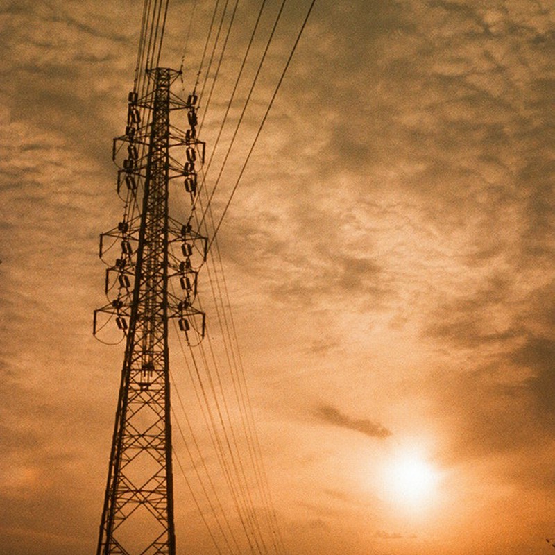 秋雲と夕日と、そして鉄塔
